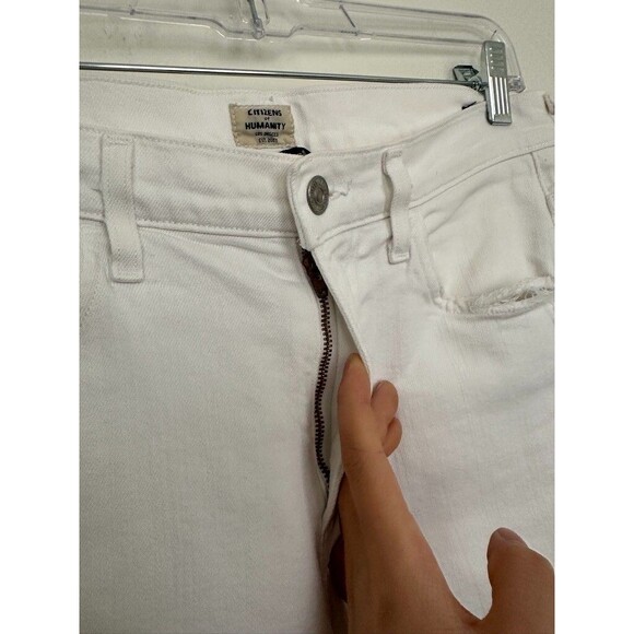 Citizens of Humanity Drew Crop Flare White Jeans Distressed Americana Women's 27 - Picture 4 of 13